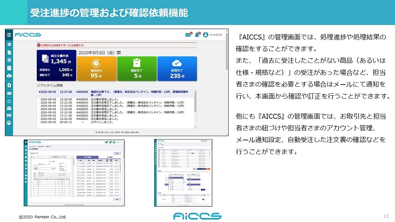 進捗管理及び確認機能