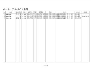 パート・アルバイト名簿